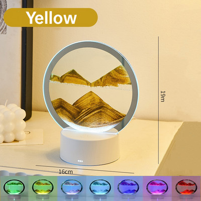 Smėlio tapybos stalo lempa LED 7 spalvų RGB smėlio kraštovaizdžio lempa 3D spalvinga judančio smėlio menė smėlio laikrodžio judesio ekranas greito smėlio namų dekoras
