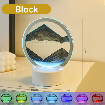 Smėlio tapybos stalo lempa LED 7 spalvų RGB smėlio kraštovaizdžio lempa 3D spalvinga judančio smėlio menė smėlio laikrodžio judesio ekranas greito smėlio namų dekoras