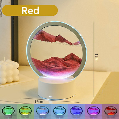 Smėlio tapybos stalo lempa LED 7 spalvų RGB smėlio kraštovaizdžio lempa 3D spalvinga judančio smėlio menė smėlio laikrodžio judesio ekranas greito smėlio namų dekoras