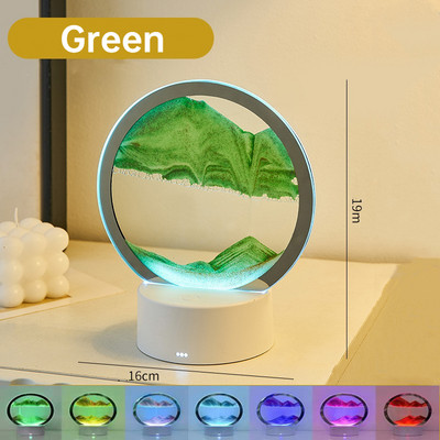 Smėlio tapybos stalo lempa LED 7 spalvų RGB smėlio kraštovaizdžio lempa 3D spalvinga judančio smėlio menė smėlio laikrodžio judesio ekranas greito smėlio namų dekoras