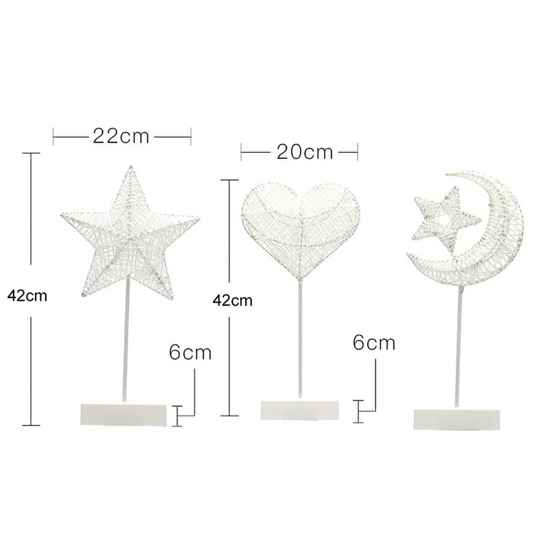 Rattan Weave Star/Moon Night Light Patareidel töötav laualamp Jõulukingitused Sisustus Elutuba Kodupeol öökapi laualamp