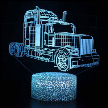 Εκσκαφή 3D Desk Lamp Machinery Vehicle Bulldozer Tractor 3D 7 έγχρωμη λάμπα Οπτικό φωτιστικό νυκτός Led για παιδιά Επιτραπέζιο φωτιστικό αφής Usb