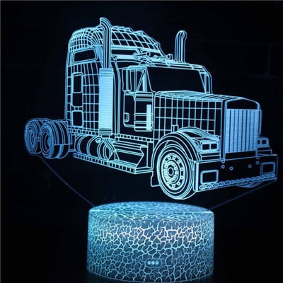 Excavare 3D Lampă de birou Mașini Vehicul Buldozer Tractor Lampă 3D 7 culori Lumină vizuală Led de noapte pentru copii Touch Usb Lampă de masă