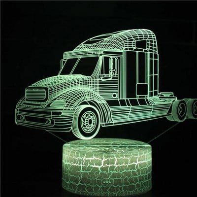 Excavare 3D Lampă de birou Mașini Vehicul Buldozer Tractor Lampă 3D 7 culori Lumină vizuală Led de noapte pentru copii Touch Usb Lampă de masă