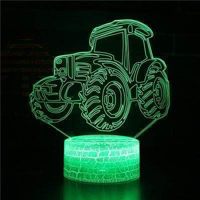 Excavare 3D Lampă de birou Mașini Vehicul Buldozer Tractor Lampă 3D 7 culori Lumină vizuală Led de noapte pentru copii Touch Usb Lampă de masă