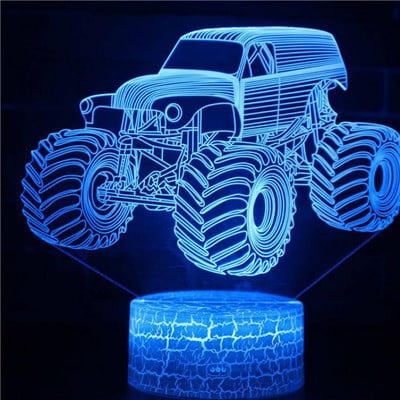 Excavare 3D Lampă de birou Mașini Vehicul Buldozer Tractor Lampă 3D 7 culori Lumină vizuală Led de noapte pentru copii Touch Usb Lampă de masă
