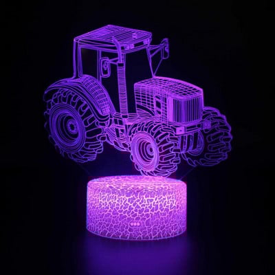 Excavare 3D Lampă de birou Mașini Vehicul Buldozer Tractor Lampă 3D 7 culori Lumină vizuală Led de noapte pentru copii Touch Usb Lampă de masă