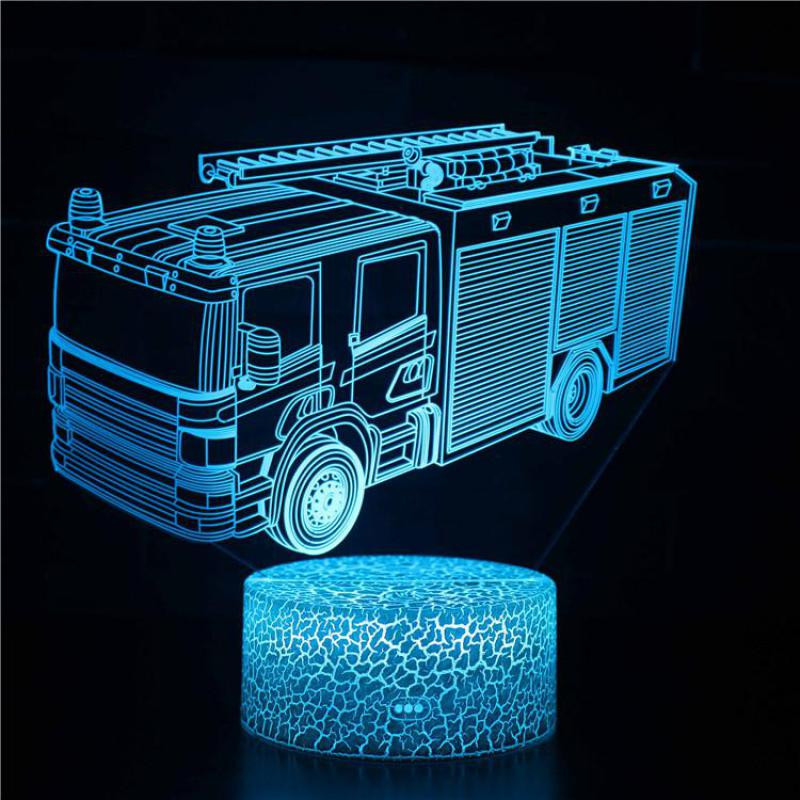Excavare 3D Lampă de birou Mașini Vehicul Buldozer Tractor Lampă 3D 7 culori Lumină vizuală Led de noapte pentru copii Touch Usb Lampă de masă