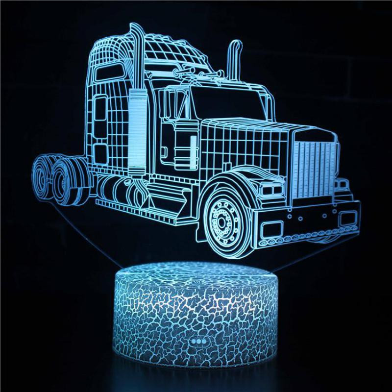 Excavare 3D Lampă de birou Mașini Vehicul Buldozer Tractor Lampă 3D 7 culori Lumină vizuală Led de noapte pentru copii Touch Usb Lampă de masă