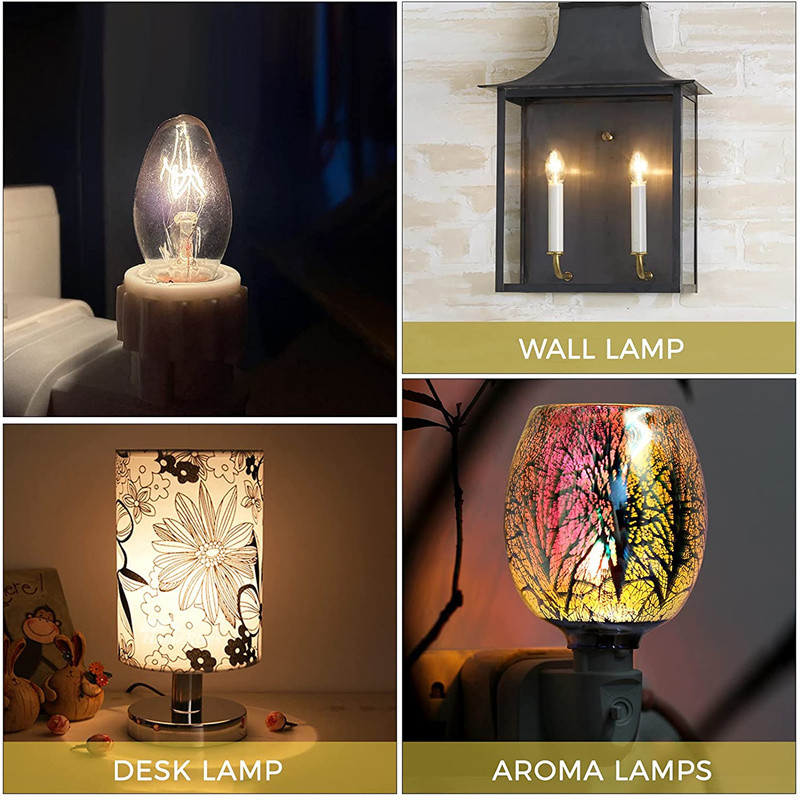 6 pakuotės mažos lemputės 7 W 10 W E12 E14 varžtas 110 V / 240 V pakaitinė druskos lempos atsarginė dalis, vaško lydalo degiklio šildytuvas, kvapni naktinė lemputė