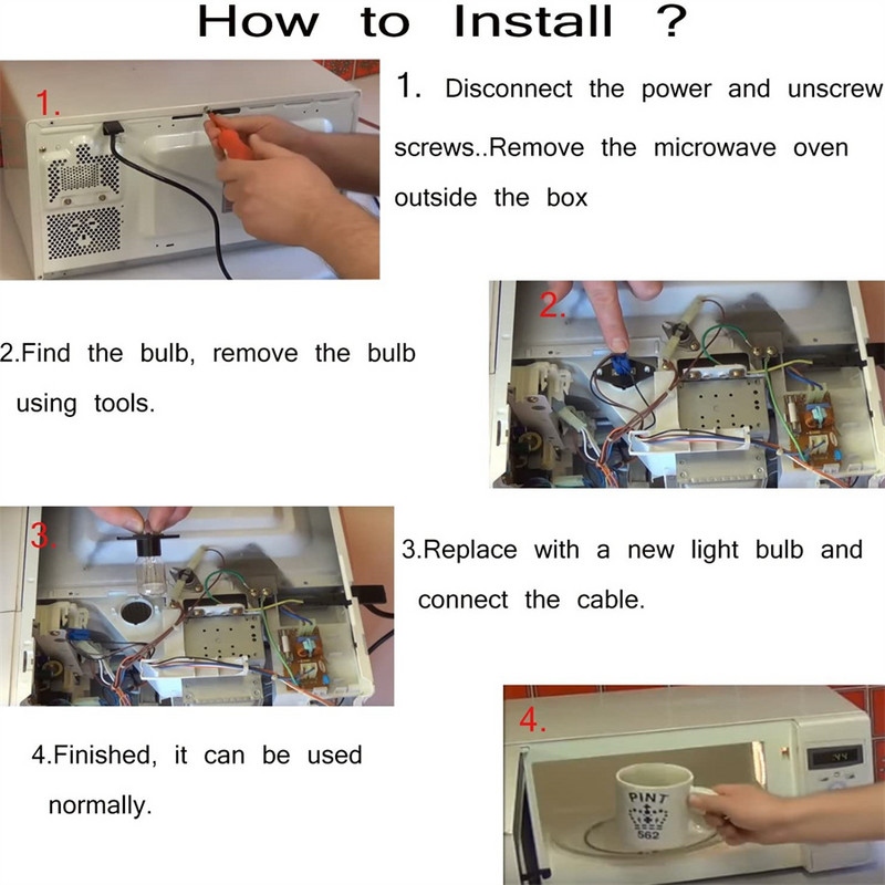 2 PACK mikrobangų lemputė, T170 bazė, 20 W 240 V lemputė universaliai orkaitei, yra tinkami suderinamiems su Panasonic Daewoo, Sharp