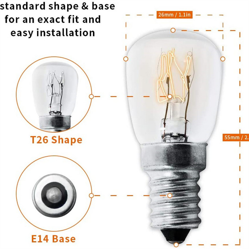 6 pakuotės lemputė T26 E14 25 / 15 W kaitrinė maža Edison mikrobangų krosnelei / orkaitei / šaldytuvui, šaldikliui / druskos lempai / kvapniam vaško degikliui