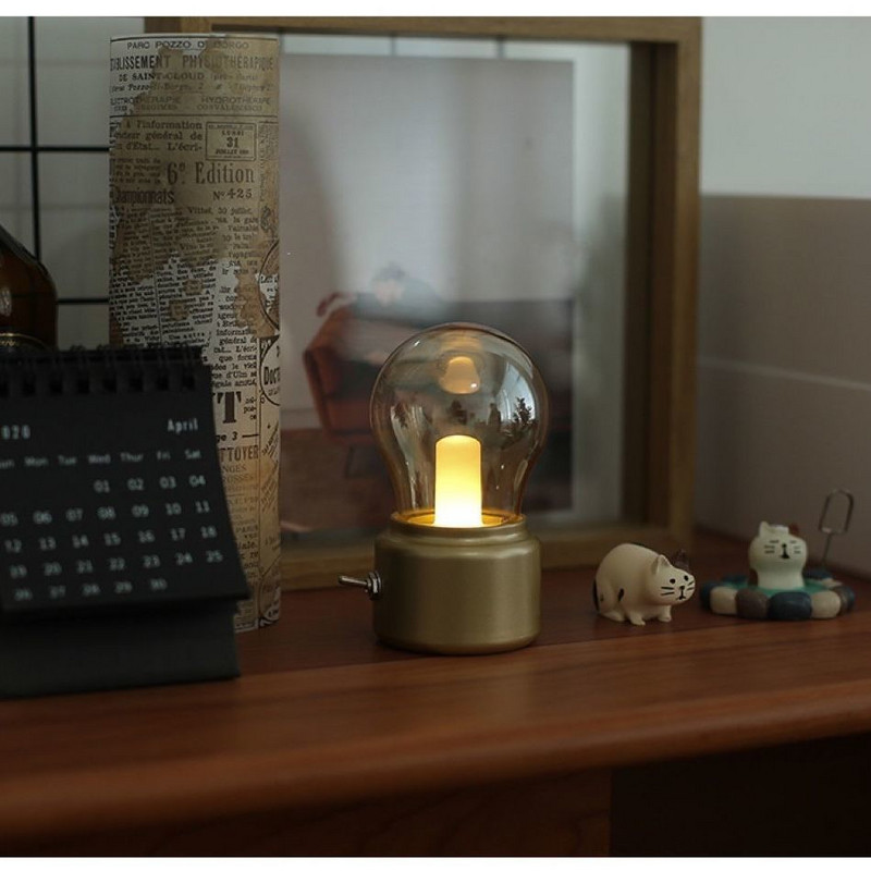 Retro žiarovka, kreatívna britská štýlová USB nabíjateľná nočná lampa, LED energeticky úsporná mini nočná lampa s atmosférou