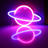 Planet LED lámpák Neonreklám hálószoba dekoráció Neonreklám éjszakai lámpa szobákhoz Fali művészeti bár Party USB vagy elemmel