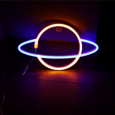 Planet LED lámpák Neonreklám hálószoba dekoráció Neonreklám éjszakai lámpa szobákhoz Fali művészeti bár Party USB vagy elemmel