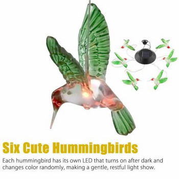 Променяща цвета си Външна LED соларна лампа Птици Вятър Декорация на дома и градината Слънчева светлина Соларна вятърна лампа
