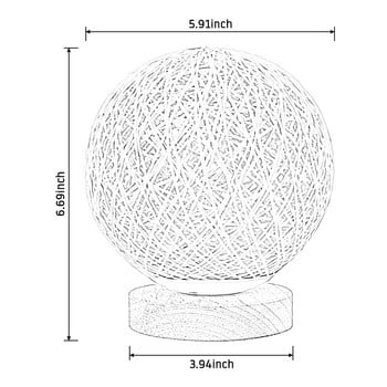 3W USB επιτραπέζιο φωτιστικό φεγγαριού με ρυθμιζόμενο χειροποίητο αμπαζούρ Ξύλινο φωτιστικό φεγγαριού Υπνοδωμάτιο στο σπίτι Διακόσμηση γάμου Moonlight δίπλα στο νυχτερινό φως