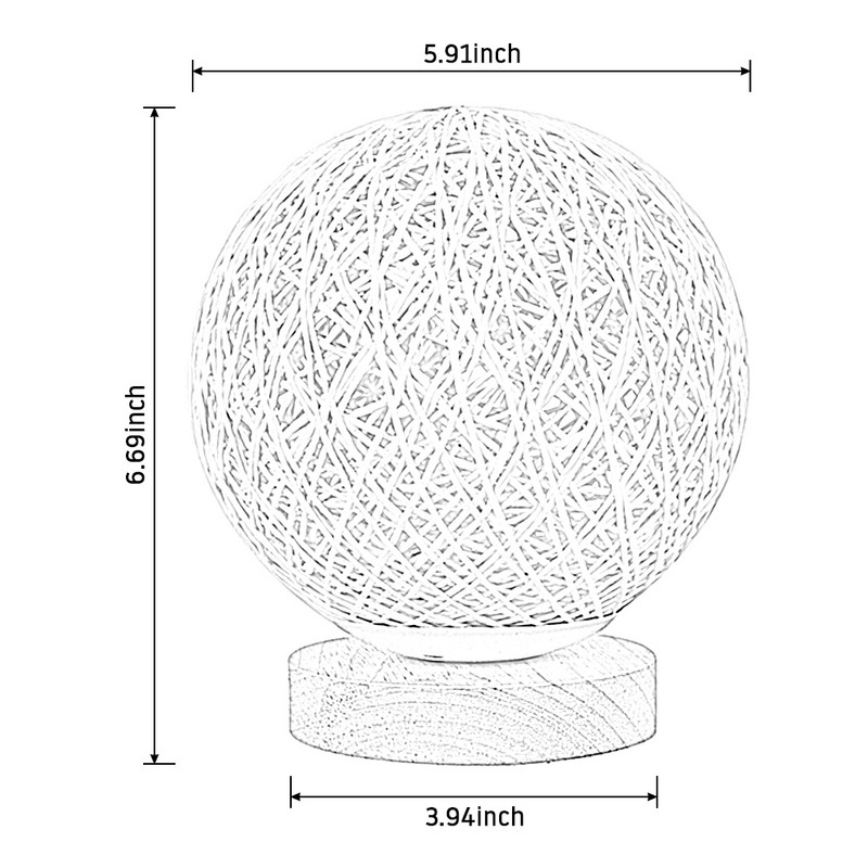 3 W USB Hold asztali lámpa szabályozható, kézzel kötött lámpaernyő fa Hold lámpa Hálószoba Otthon Esküvői Dekoráció Holdfény az éjszakai fény mellett