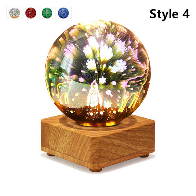 3D tűzijáték kristály golyós lámpa otthoni éjjeliszekrény romantikus hangulatú világító csillagos égbolt LED éjszakai lámpa