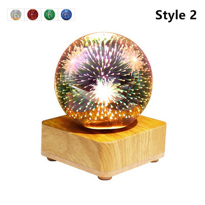 3D tűzijáték kristály golyós lámpa otthoni éjjeliszekrény romantikus hangulatú világító csillagos égbolt LED éjszakai lámpa