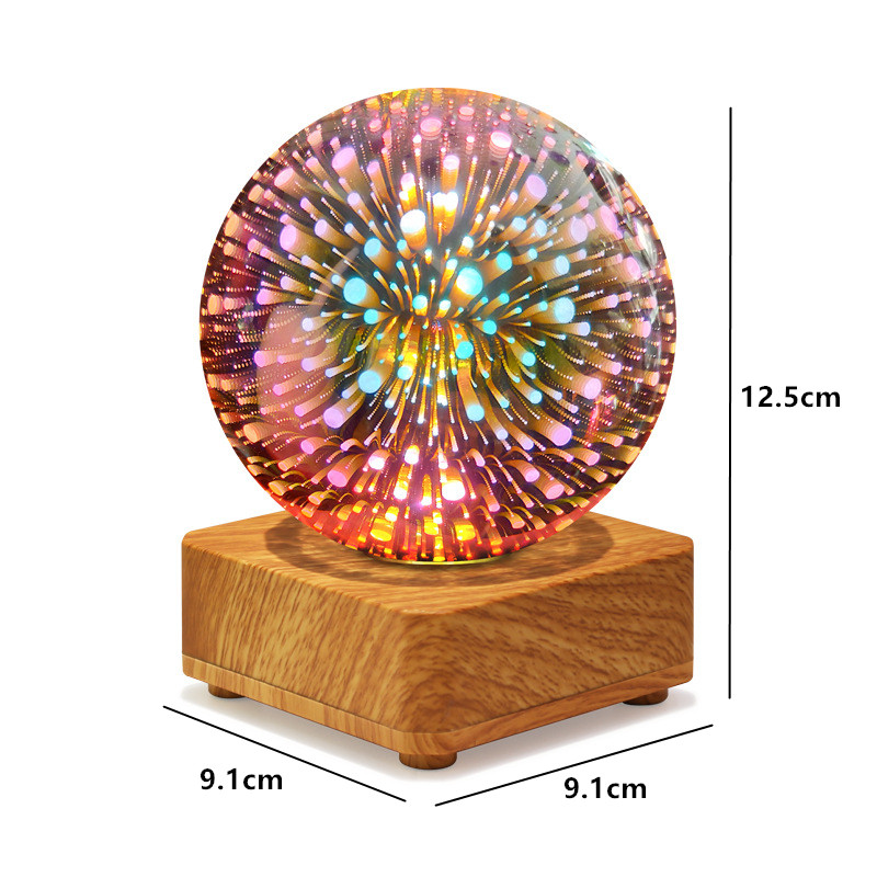3D tűzijáték kristály golyós lámpa otthoni éjjeliszekrény romantikus hangulatú világító csillagos égbolt LED éjszakai lámpa