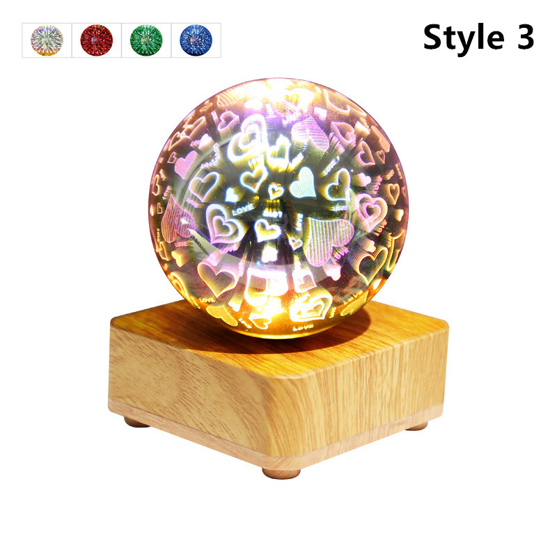 3D tűzijáték kristály golyós lámpa otthoni éjjeliszekrény romantikus hangulatú világító csillagos égbolt LED éjszakai lámpa