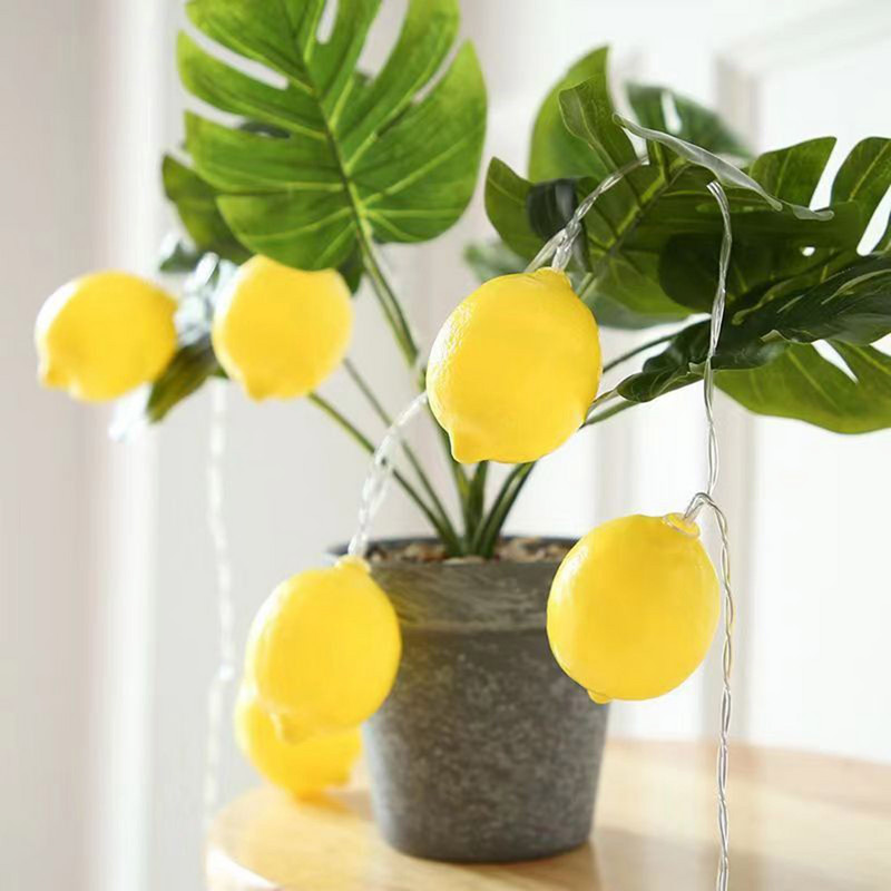 Led akumulatoru gaismas auklas istabas dekorācijas gaismas citrona bumbiņas dekoratīvās Ziemassvētku sienas gaismas 8 pēdas lielas Ziemassvētku lampiņu virtenes