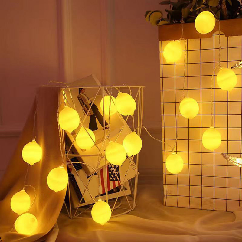 Led akumulatoru gaismas auklas istabas dekorācijas gaismas citrona bumbiņas dekoratīvās Ziemassvētku sienas gaismas 8 pēdas lielas Ziemassvētku lampiņu virtenes
