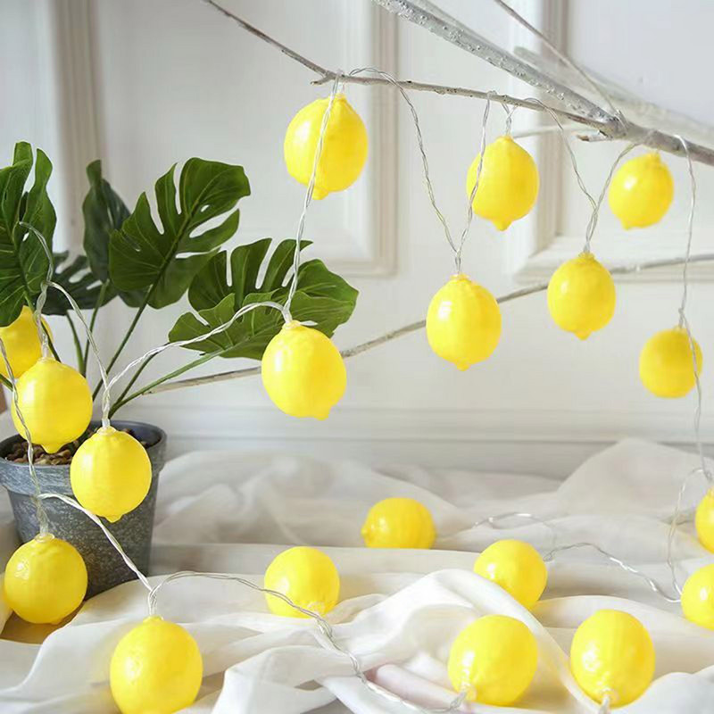 Led akumulatoru gaismas auklas istabas dekorācijas gaismas citrona bumbiņas dekoratīvās Ziemassvētku sienas gaismas 8 pēdas lielas Ziemassvētku lampiņu virtenes