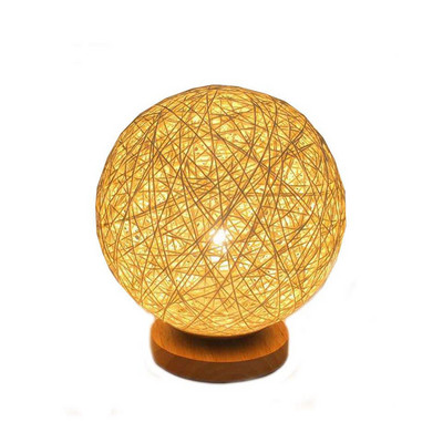 Επιτραπέζιο φωτιστικό κρεβατιού USB Χειροποίητο πλεκτό αμπαζούρ Ξύλινο φωτιστικό φεγγαριού Υπνοδωμάτιο στο σπίτι Διακόσμηση γάμου Φωτιστικό γραφείου Moonlight Φωτιστικό κομοδίνου