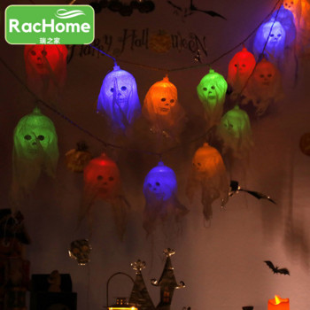 1,5 м 10 Led Хелоуин струнни светлини Градина Патио Марля Череп Фея Светлина Празнично парти Хелоуин Декор Страшен декор на къща с духове