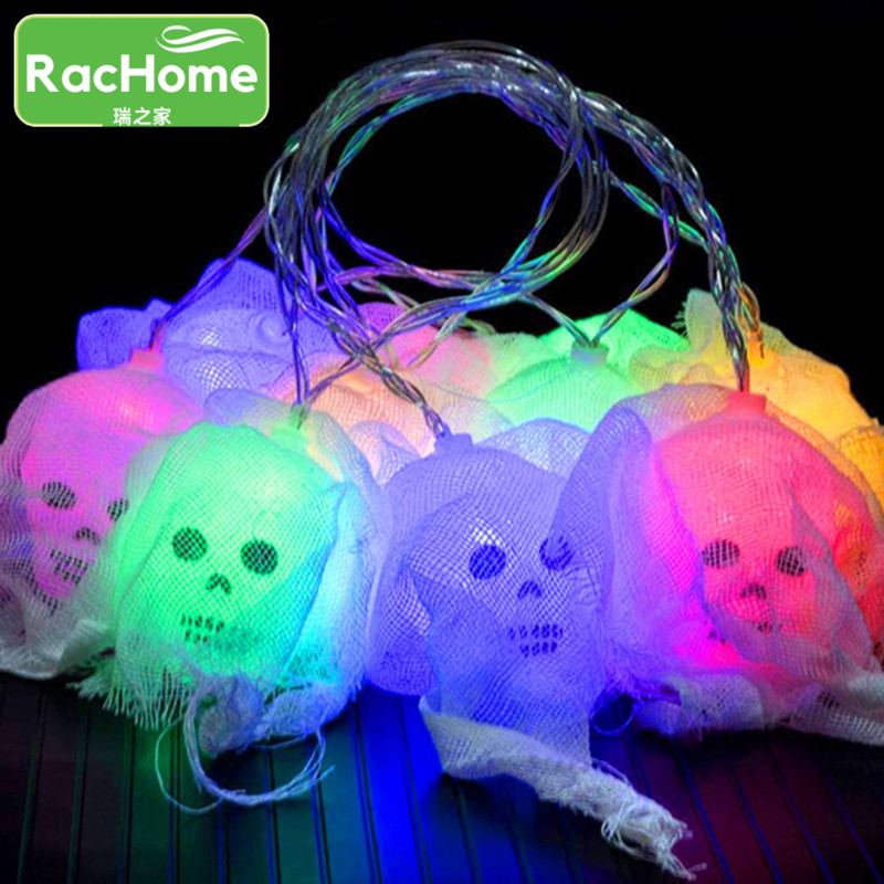 1,5 m 10 LED halloween-füzér fények kerti terasz géz koponya tündér fény ünnepi parti Halloween dekoráció ijesztő kísértetjárta ház dekoráció