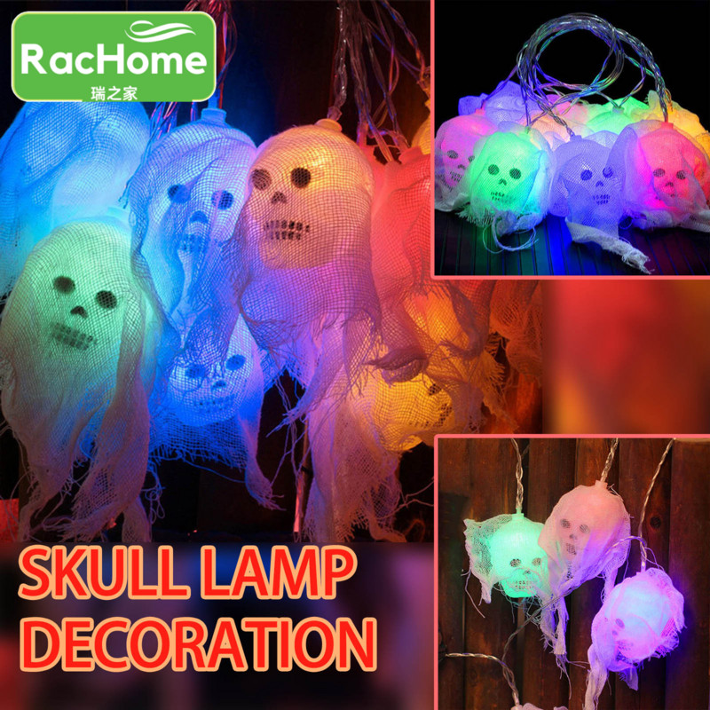 1,5 m 10 LED halloween-füzér fények kerti terasz géz koponya tündér fény ünnepi parti Halloween dekoráció ijesztő kísértetjárta ház dekoráció