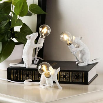 Μοντέρνα Mini Resin Animal Rat Night Lights Nordic Small mouse Χαριτωμένα επιτραπέζια φωτιστικά LED διακόσμηση σπιτιού Φωτιστικό γραφείου Φωτιστικά δίπλα στο κρεβάτι