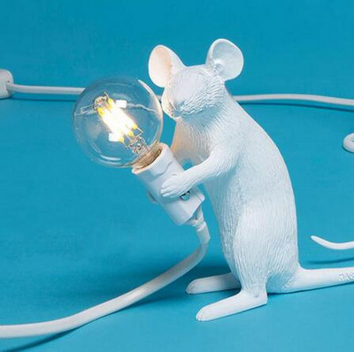 Modern Mini Resin Animal Rat Night Lights Nordic Small Mouse Aranyos LED asztali lámpák Otthoni Dekor Asztali lámpa Éjjeli világítótestek