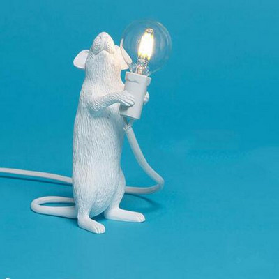 Modern Mini Resin Animal Rat Night Lights Nordic Small Mouse Aranyos LED asztali lámpák Otthoni Dekor Asztali lámpa Éjjeli világítótestek