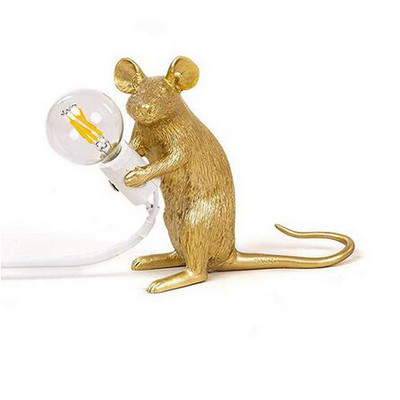 Modern Mini Resin Animal Rat Night Lights Nordic Small Mouse Aranyos LED asztali lámpák Otthoni Dekor Asztali lámpa Éjjeli világítótestek