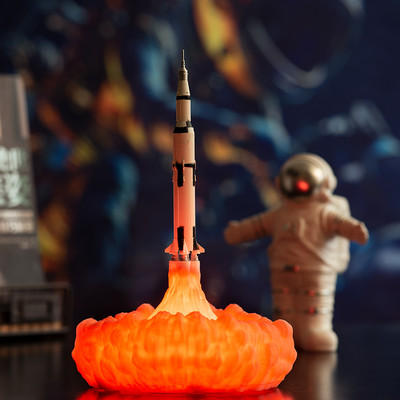 2022 Νεότερο Dropship 3D Print Saturn V Lamps Επαναφορτιζόμενο νυχτερινό φως Apollo 5 για Moon Land Space Lover ως διακόσμηση δωματίου