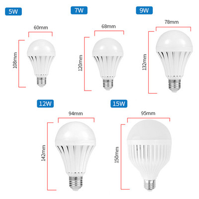 Avarinė lemputė LED 5W 7W 9W 12W 15W Įkraunama išmanioji lempa Energiją taupanti baterija Apšvietimas Avarinė lempa