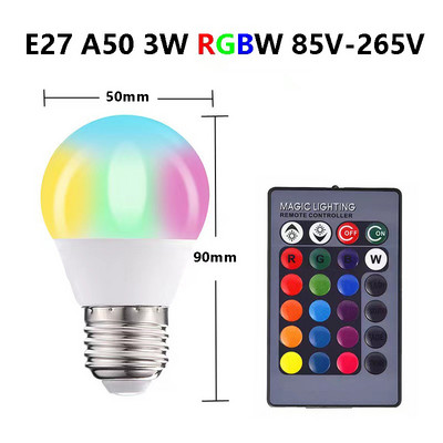 E27 LED RGB lempos prožektorių lemputė AC 85-265V Bombillas LED 3W 5W 10W 15W IR nuotolinio valdymo LED lemputė Smart Led RGBW lempa namų dekoravimui