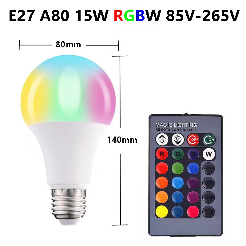 E27 LED RGB lempos prožektorių lemputė AC 85-265V Bombillas LED 3W 5W 10W 15W IR nuotolinio valdymo LED lemputė Smart Led RGBW lempa namų dekoravimui