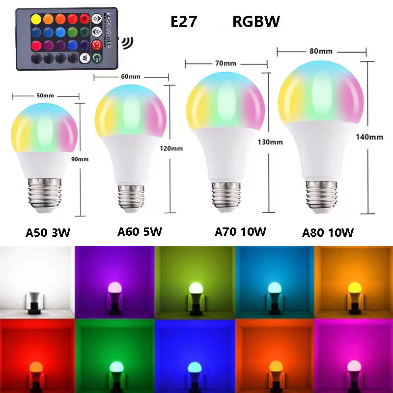 E27 LED RGB lempos prožektorių lemputė AC 85-265V Bombillas LED 3W 5W 10W 15W IR nuotolinio valdymo LED lemputė Smart Led RGBW lempa namų dekoravimui