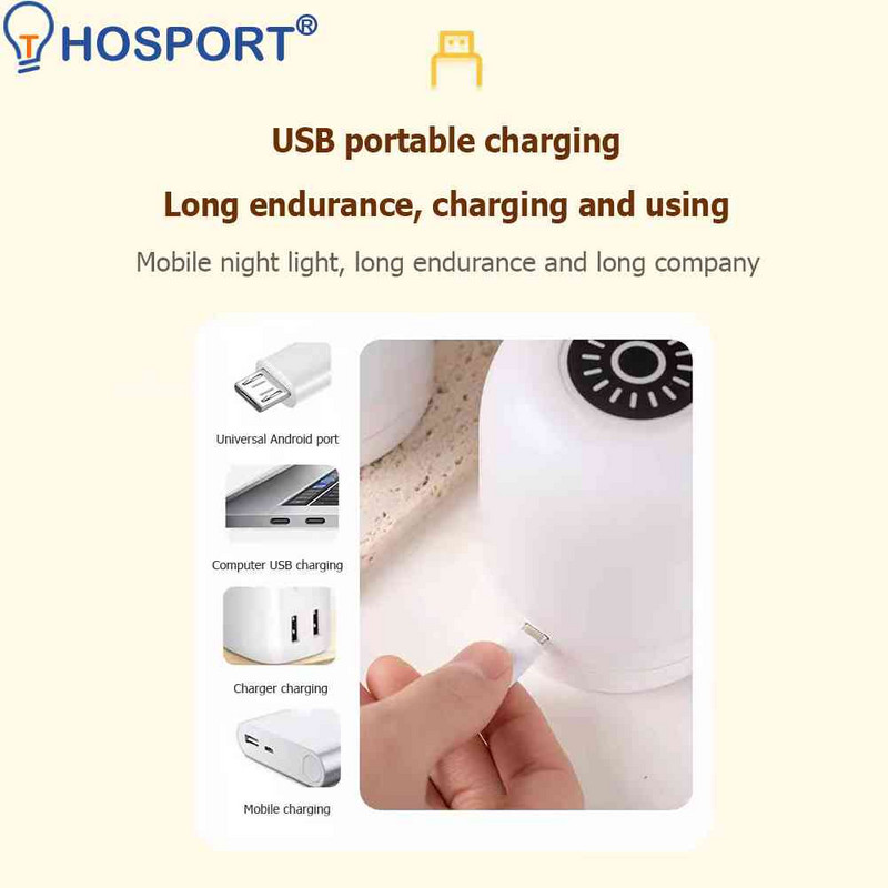 USB išmanusis naktinės šviesos jutiklinis jutiklis prie naktinės stalinės lempos Svetainės miegamojo miego atmosfera Akių apsauga Studijų skaitymo lemputės