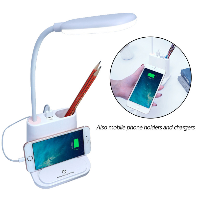 Multifunktsionaalne LED-laualamp puutetundlik hämardatav lamp USB-taaslaetav reguleerimine, laste lugemise õpe voodi kõrval Magamistuba elutuba
