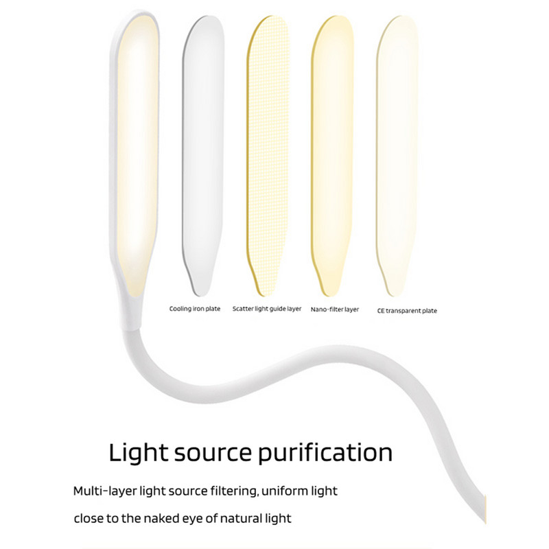 AXX laualamp LED-laualamp puutetundlik silmade kaitse USB-laadimis-lugemislamp kolme astmega reguleeritav õpilasraamatu lamp voodivalgusti