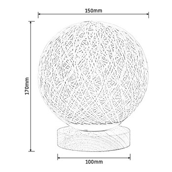 Луна Настолна лампа Димируема ленена топка Ратанов абажур USB спалня Нощна лампа Сватбена декорация на дома Настолни лампи