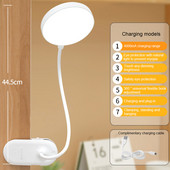 Clip LED galda lampa Touch 3 krāsu aptumšojošs rakstāmgalds, USB uzlādējama acu aizsardzība nakts gaismas Guļamistabas gultas mācību lampas
