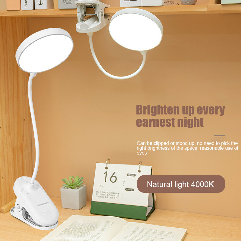 Clip LED galda lampa Touch 3 krāsu aptumšojošs rakstāmgalds, USB uzlādējama acu aizsardzība nakts gaismas Guļamistabas gultas mācību lampas