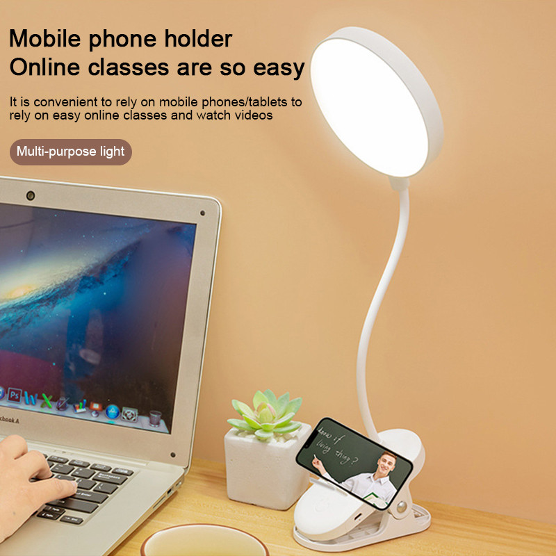 Clip LED galda lampa Touch 3 krāsu aptumšojošs rakstāmgalds, USB uzlādējama acu aizsardzība nakts gaismas Guļamistabas gultas mācību lampas