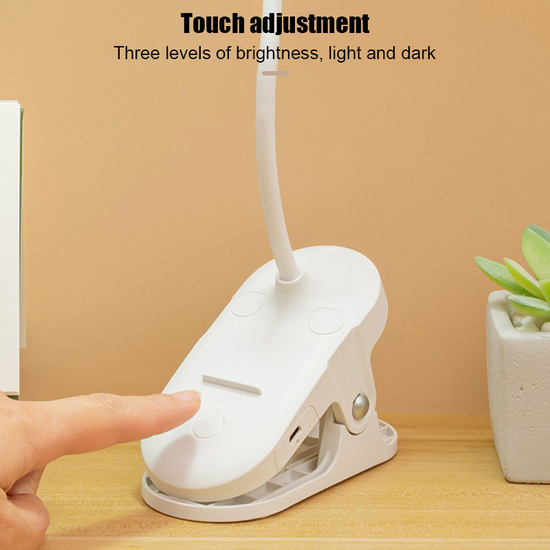 Clip LED galda lampa Touch 3 krāsu aptumšojošs rakstāmgalds, USB uzlādējama acu aizsardzība nakts gaismas Guļamistabas gultas mācību lampas